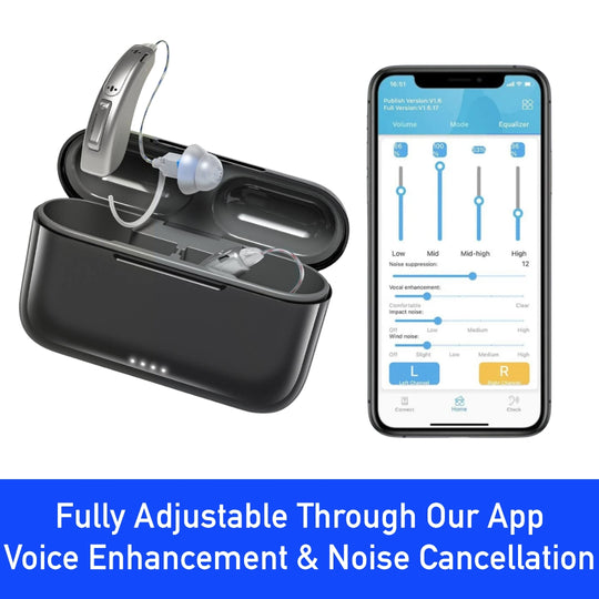 RIC Bluetooth Hearing Aids (App Controlled) - Silver